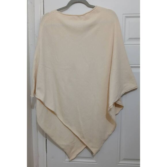 Tempo paris womens large cream soft nylon viscose poncho sweater asymmetric - Picture 3 of 6